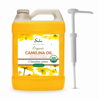 100% Pure Extra Virgin USDA Organic Unrefined Cold Pressed Camelina Seed Oil 1 Gallon (128 FL.OZ)