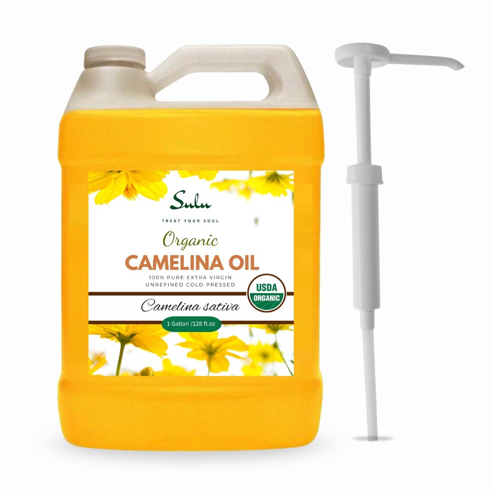 100% Pure Extra Virgin USDA Organic Unrefined Cold Pressed Camelina Seed Oil 1 Gallon (128 FL.OZ)