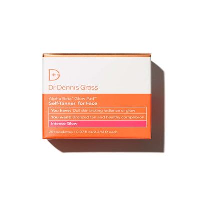 Dr Dennis Gross Alpha Beta Glow Pad Self Tanner Intense Glow for Face: for Dull Skin Lacking Radiance & Glow, (20 Towelettes)