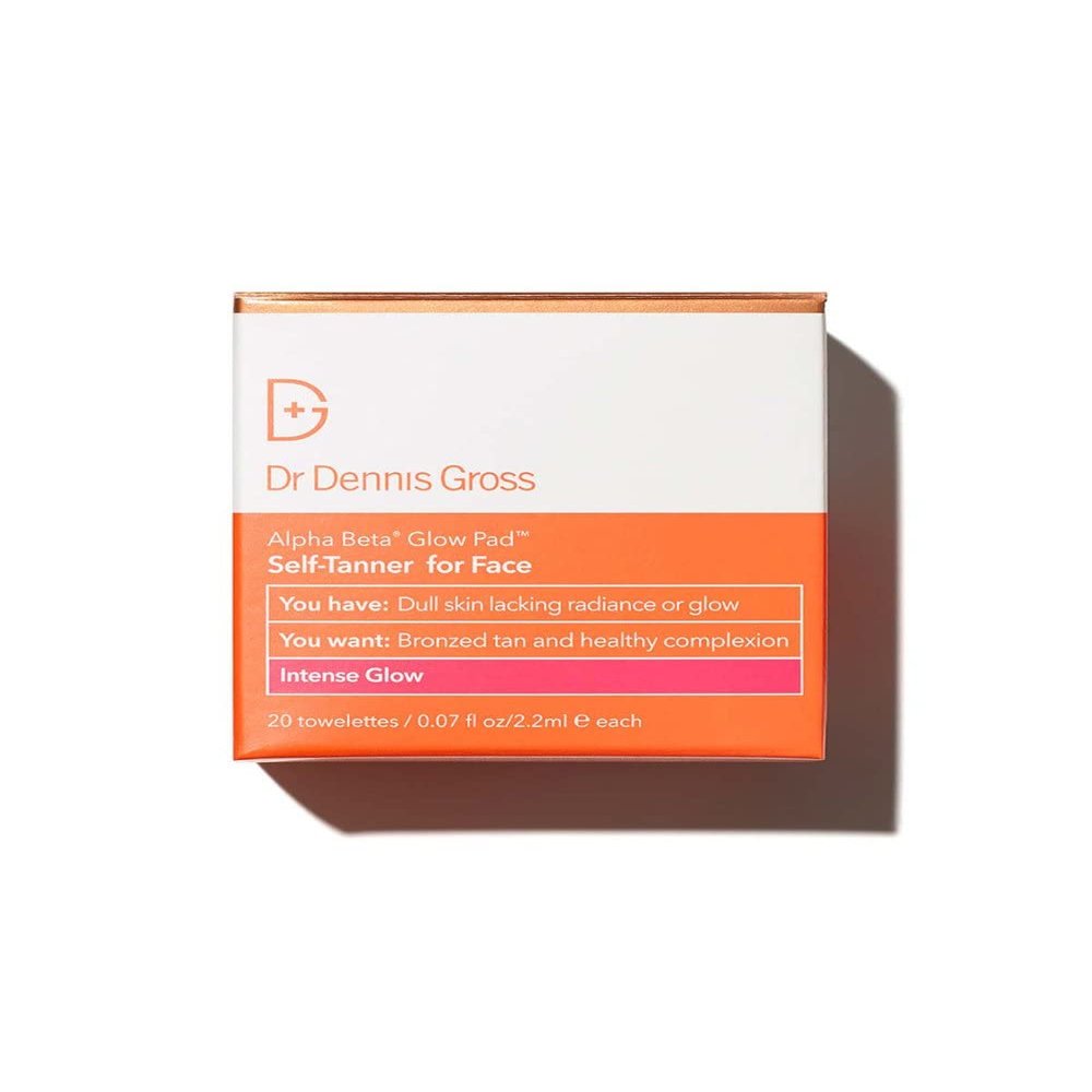 Dr Dennis Gross Alpha Beta Glow Pad Self Tanner Intense Glow for Face: for Dull Skin Lacking Radiance & Glow, (20 Towelettes)