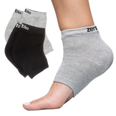 ZenToes Men's Moisturizing Cotton Sleep Socks with Vitamin E, Olive Oil and Jojoba Seed Oil to Soften and Hydrate Dry Cracked Heels (Regular, Gray and Black)