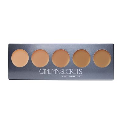 Cinema Secrets Ultimate Foundation 5-in1 Palette - Medium Peach-Beige Undertones,400 series, Buildable Coverage, Long-Wear Matte Finish, Paraben-Free, Color Correct, Contour & Highlight