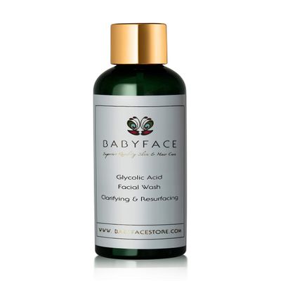 Babyface Glycolic AHA Facial Cleanser Face Wash for Polishing & Brightening, 4.4 oz.
