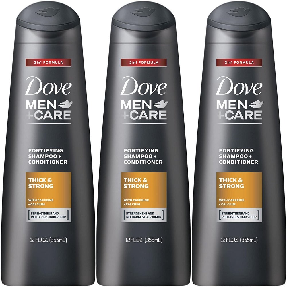 Dove Men + Care Thick and Strong Fortifying 2-in-1 Shampoo + Conditioner, 12 Ounce (Pack of 3)