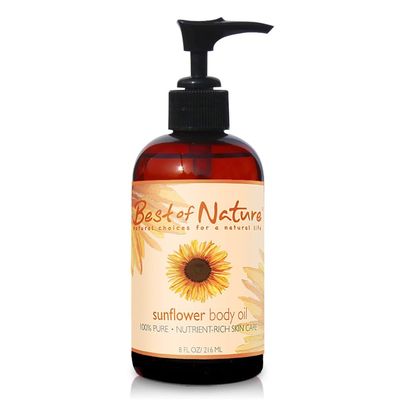 Best of Nature 100% Pure Sunflower Massage Oil, Lightweight Deep Moisturizing Unscented Oil for Skin, Body & Massage, Nourishing Hydration for Hair & Face (8 fl oz)