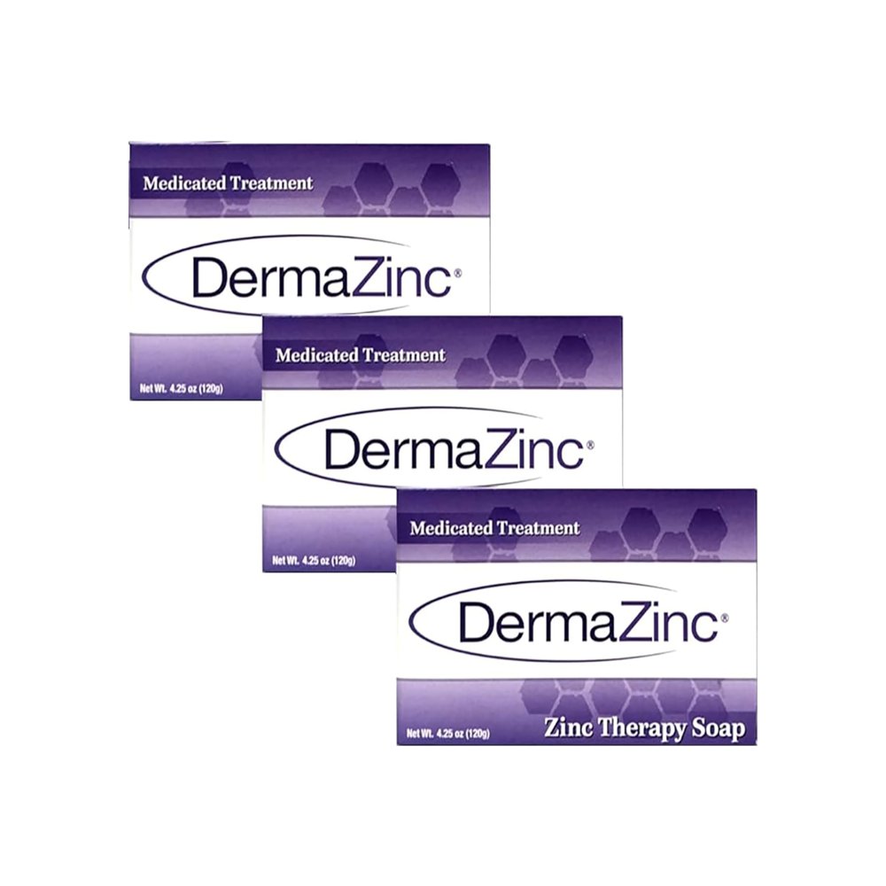 DermaZinc Therapy Soap, Zinc Soap for Skin, Skin Disorder Relief for Psoriasis, Dermatitis, Eczema, and Other Condition Symptoms (Pack of 3)