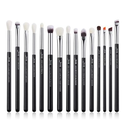 Jessup Eye Makeup Brushes Set Professional 15pcs with Eyeshadow Blending Concealer Eyebrow Eyliner Brush (Pearl Black/Silver)
