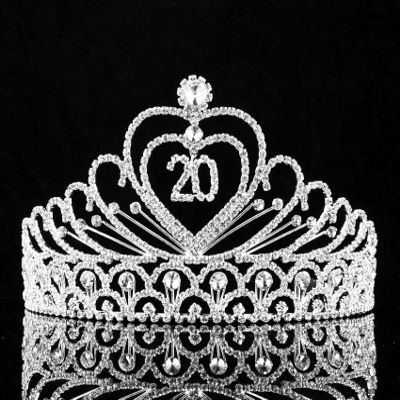 20-Year-Old 20th Twenty Birthday Party Clear White Austrian Rhinestone Crystal Queen Princess Tiara Crown Hair Combs Jewelry T814 Silver