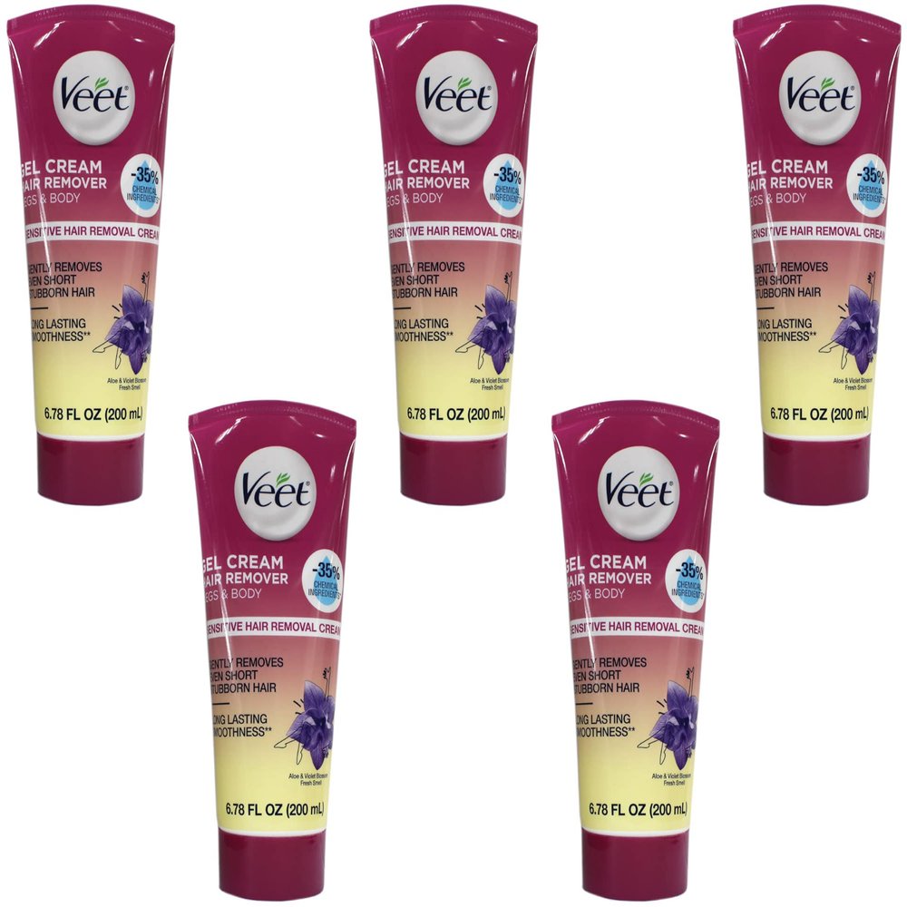 Fast Acting Gel Cream Hair Remover Veet Hair Remover Women 6.78 oz (Pack of 5)