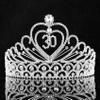 30-Year-Old 30 Years Old Birthday Party Austrian Rhinestone Crystal Tiara Crown With Hair Combs Headband Headpiece Queen Princess Celebration T815 Silver view 1