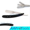 AAPROTOOLS PROFESSIONAL STRAIGHT EDGE RAZOR WITH 100 SINGLE EDGE BLADES - CLOSE SHAVING MEN'S MANUAL SHAVER SAFETY SILVER AND BLACK 3 HOLE DESIGN A+ QUALITY view 3