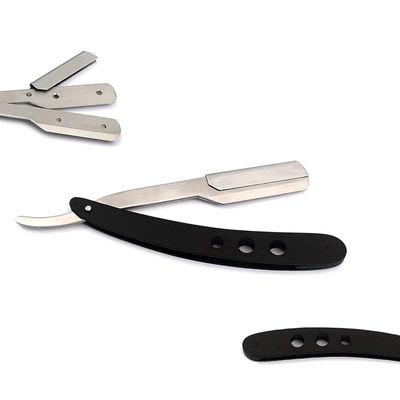 AAPROTOOLS STRAIGHT EDGE BARBER SHAVING RAZOR, STEEL MATTE BLACK FOLDING STRAIGHT RAZOR, USES SINGLE EDGE REPLACEABLE BLADES A+ QUALITY
