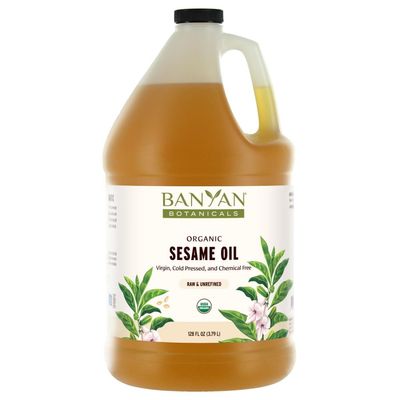 Banyan Botanicals Sesame Oil Organic & Unrefined Ayurvedic Oil for Skin, Hair, Oil Pulling & More Multiple Sizes 128oz. Non GMO Sustainably Sourced Vegan