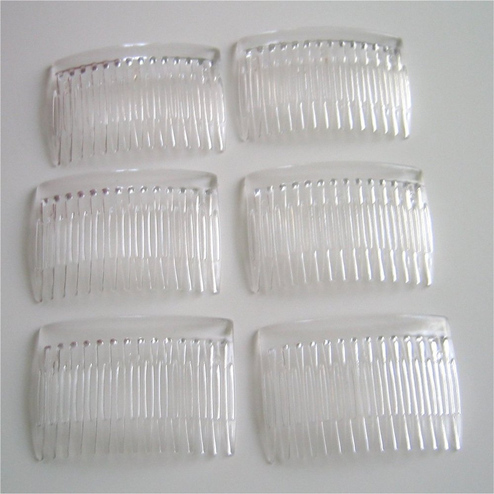6 Clear Plastic Hair Combs Wedding Bridal Supplies DIY Accessory Veil Crafts