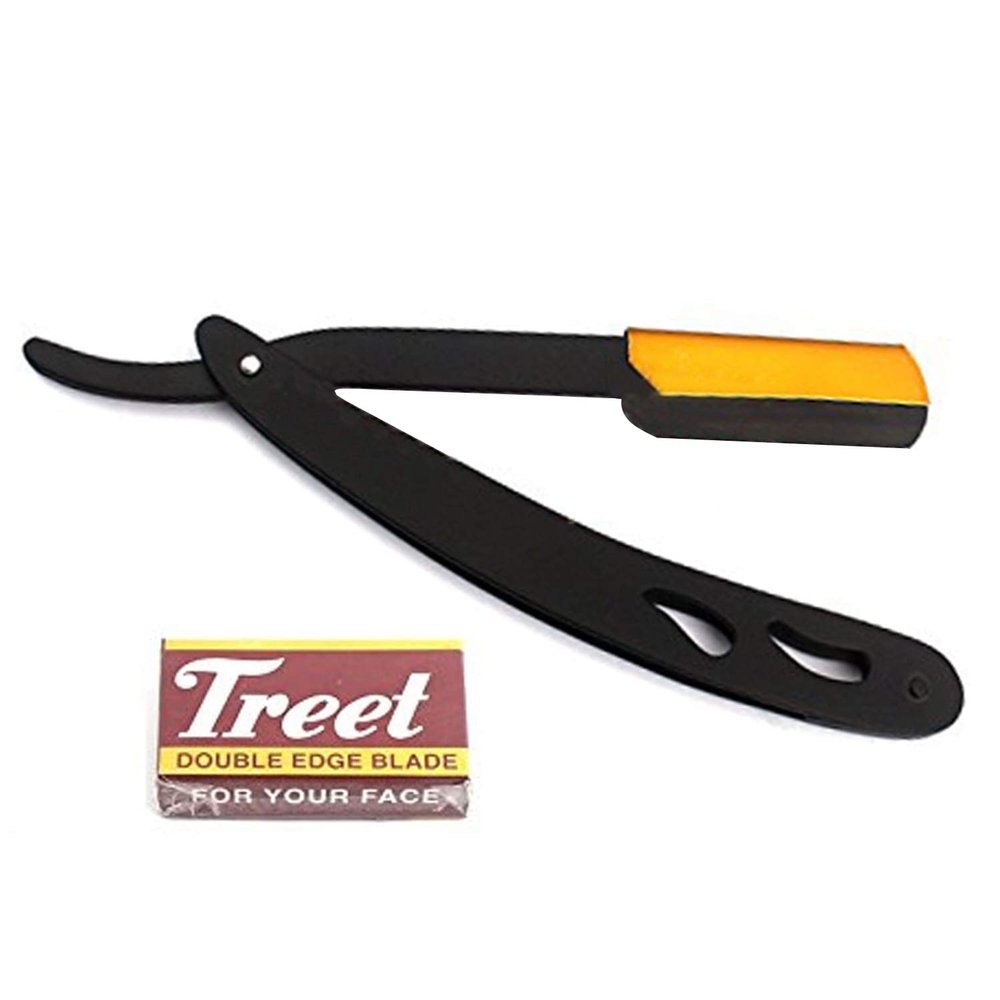 AAPROTOOLS PROFESSIONAL BARBER STRAIGHT EDGE RAZOR SAFETY WITH 100 BLADES - 100 PERCENT STAINLESS STEEL A+ QUALITY