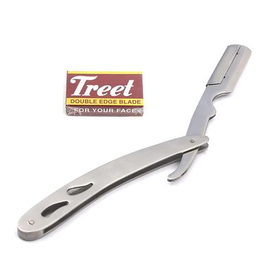 AAPROTOOLS STAINLESS STEEL PROFESSIONAL BARBER STRAIGHT EDGE RAZOR WITH 100 COUNT SINGLE EDGE RAZOR BLADES A+ QUALITY
