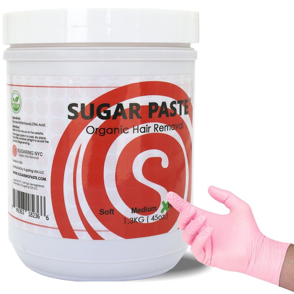 Hard Sugaring Paste for Legs, Arms and Chest with a Set of Sugaring Latex Gloves (4 pieces)