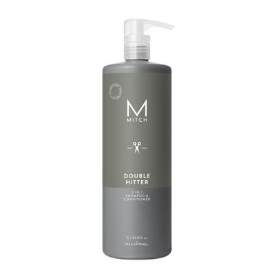 MITCH by Paul Mitchell Double Hitter 2-in-1 Shampoo and Conditioner for Men, For All Hair Types, 33.8 fl. oz.