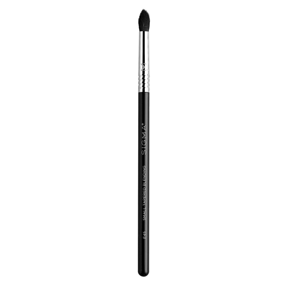 Sigma Beauty Professional E45 Eye Makeup Brush Small Tapered Eyeshadow Blending Brush with SigmaTech fibers for Seamless Eyeshadow Blending, Pointed Eyeshadow Brush for the Perfect Cut Crease