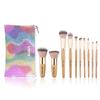 10 Pcs Makeup Brush Set Professional Bamboo Handle Make up Brush Foundation Powder Eyebrow Eyeshadow Eyebrow Concealer Lip Brushes Kits Cosmetic Tools With Colorful Artificial Leather Bag view 1