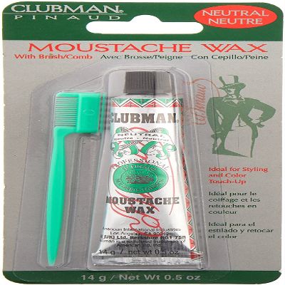 Clubman Pinaud Moustache Wax with Free Brush/Comb Applicator, Neutral, 0.5 Ounce (Pack of 6)