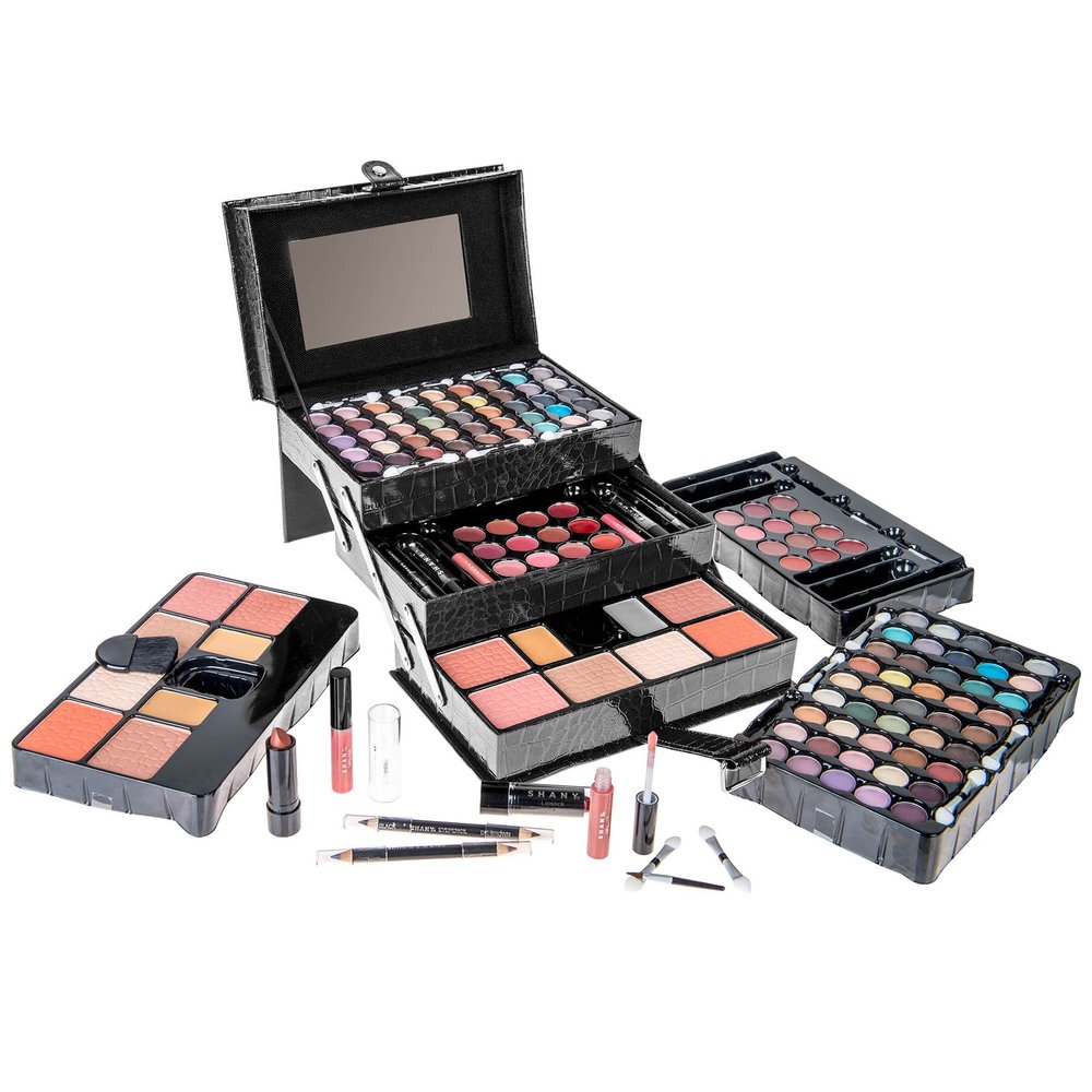 SHANY All In One Makeup Set, 67 Colors Eyeshadow, Blushes, Face Powder, Lipstick, Eye liners, Make up Pencils and Cosmetics Mirror - Makeup Kit With Reusable Beauty Organizer Train Case - Black