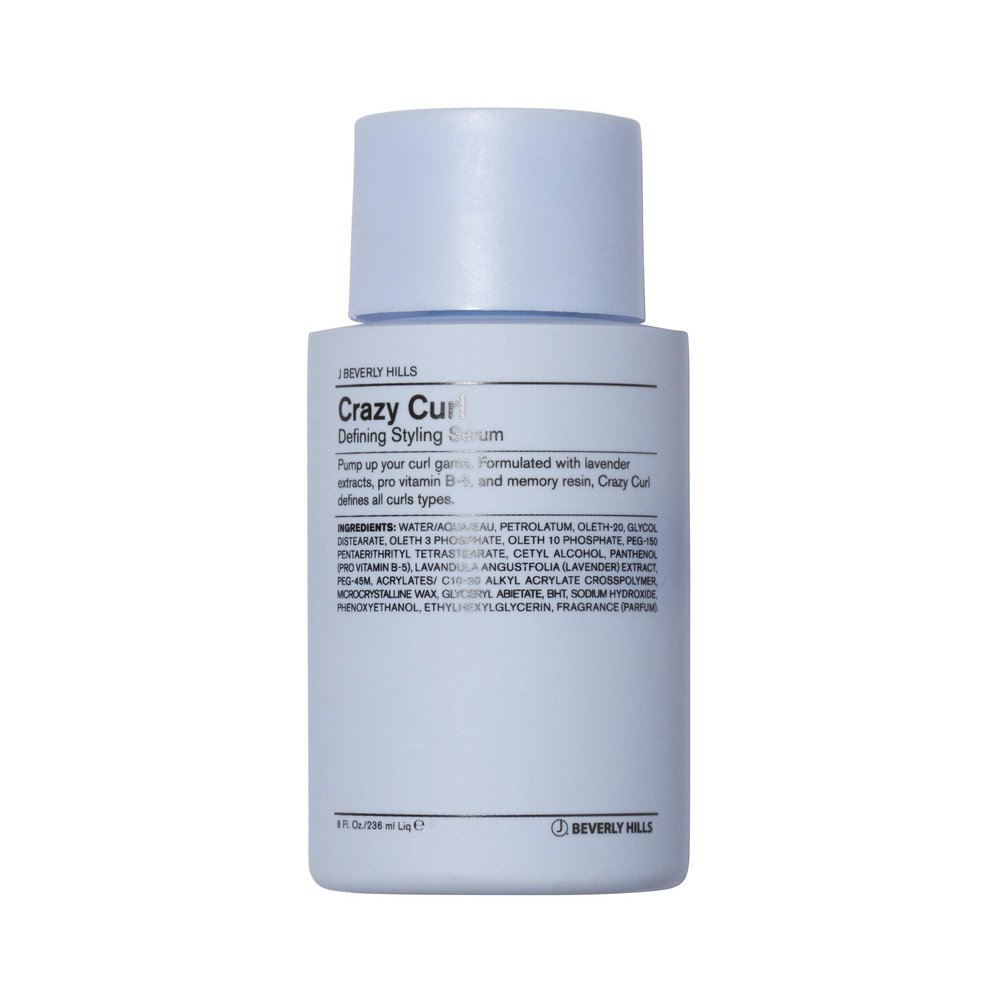 J Beverly Hills Blue Crazy Curl Defining Styling Serum with Vitamin B5 for Defined Curls, 8 Oz