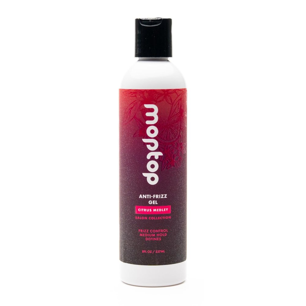MopTop Salon Anti Frizz Hair Gel  Salon Quality Curl Defining Gel to Enhance Wavy, Curly and Kinky-Coily Hair, Medium Hold, For Frizz Control, with Aloe, Sea Botanicals & Honey (Citrus Medley, 8oz)