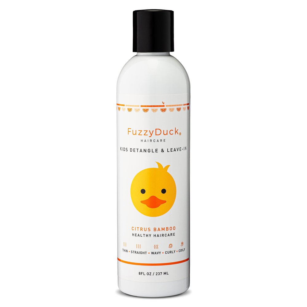 FuzzyDuck Kids Detangler & Leave-in Conditioner Lightweight Moisturizer for Frizz Control & Curl Definition, Hydrates & Softens Dry Hair with Aloe, Sea Botanicals & Honey (Citrus Bamboo, 8oz)