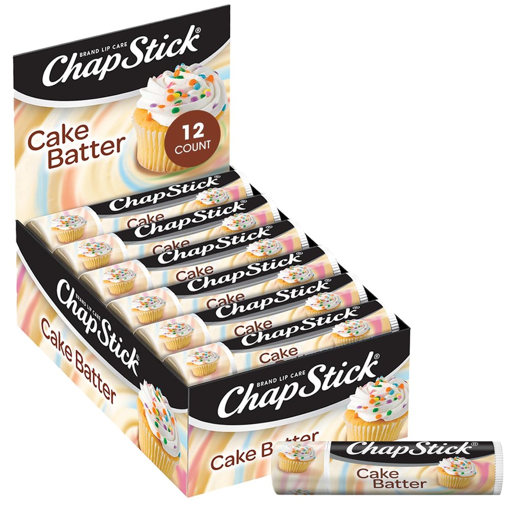 ChapStick Bulk Lip Balm, Cake Batter, 12-Pack Delicious & Sweet Lip Moisturizer for Dry Lips, Birthday Gifts, Stocking Stuffers, 0.15