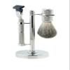 Bey-Berk BB06 Fusion Razor & Pure Badger Brush on Diamond Cut Design Chrome Stand, Grey view 1