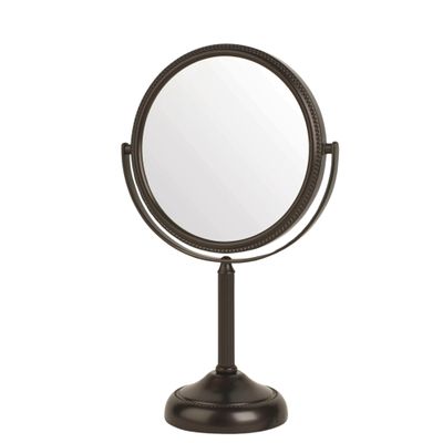 JERDON Two-Sided Tabletop Makeup Vanity Mirror - 10X-1X Magnification & Swivel Design - 6-Inch Diameter Portable Mirror - Bronze Finish - Model JP910BZP