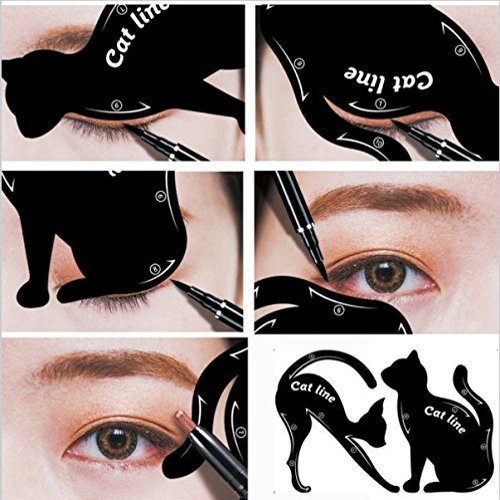 2 in 1 Cat Shape Eyeliner Stencil Eyeshadow Applicators Template Multifunction Eye liner & Eye Shadow Guide Template