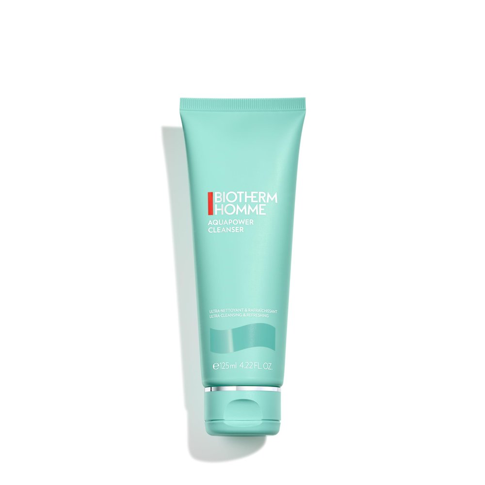 Biotherm Homme Aquapower Cleanser for Oily and Dry Skin with Oligo Elements, Delivers a Clean, Fresh, and Hydrated Complexion, Suitable for Shaving Prep, Tube, 4.2 Fl. Oz.
