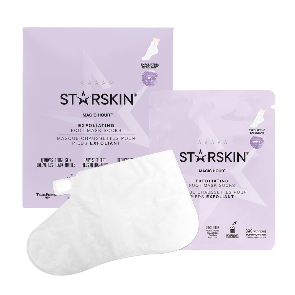 STARSKIN Magic Hour, Exfoliating Foot Mask Sock with Lactic and Glycolic Acid, Gently Removes Calluses and Dead Skin for Effective Peeling, K Beauty Skincare (1 Pack)