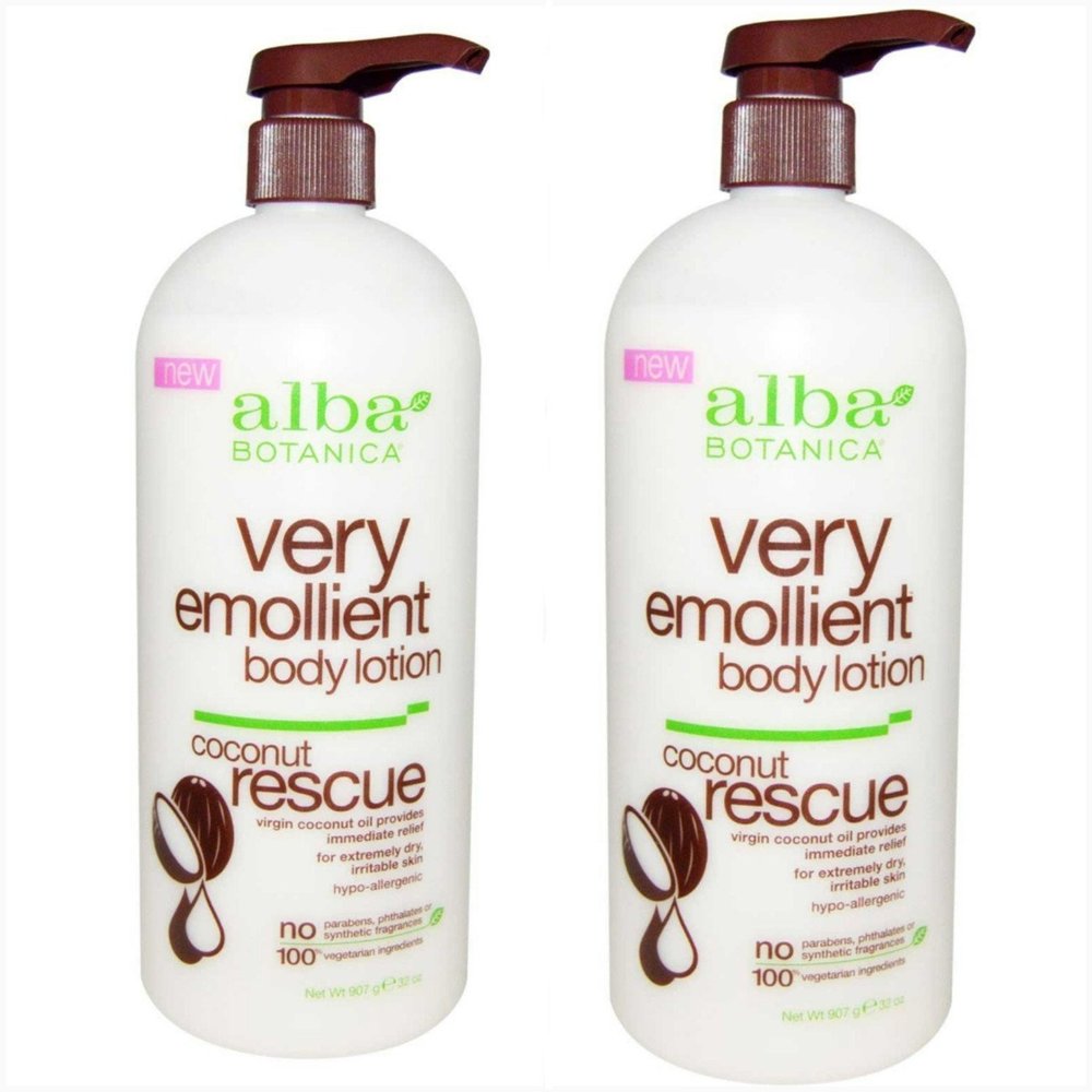 Alba Botanica Very Emollient Body Lotion Coconut Rescue 32oz 2 Pack