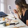 Zadro 4.5" Round LED Compact Mirror 10X/1X Travel Mirror with Lights and Magnification 3 AAA batteries LED Makeup Mirror view 2