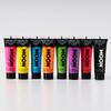 Moon Glow - Neon Blacklight UV Face & Body Paint - 0.42oz Set of 16 - includes 7x Intense and 7x Pastel colours plus White and Black view 2