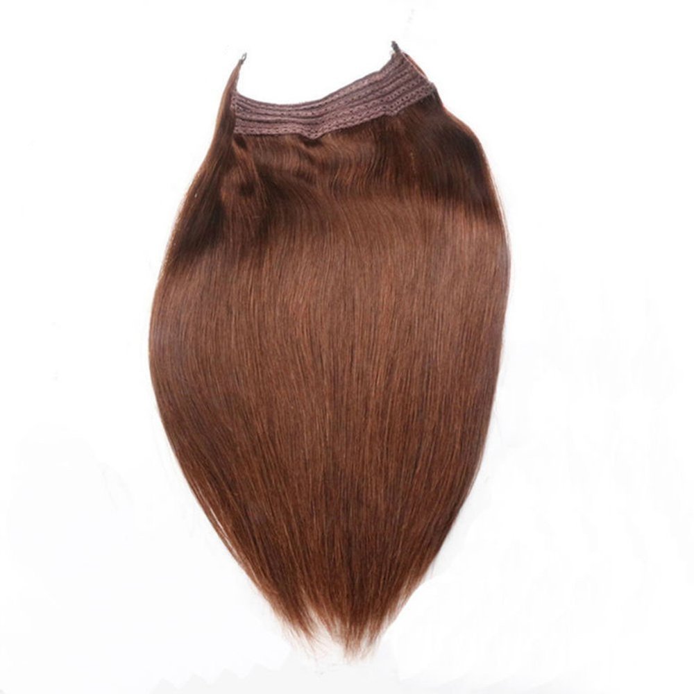 100% human hair 15"-24" Straight Invisible Halo Wire Human Hair Extensions One Piece 80G (15 inch, 1#)