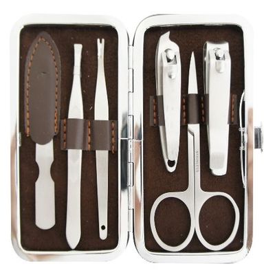 6 Pcs Personal Manicure & Pedicure Set, Travel & Grooming Kit (Coffee Color)