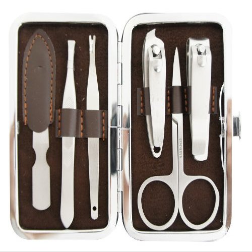 6 Pcs Personal Manicure & Pedicure Set, Travel & Grooming Kit (Coffee Color)