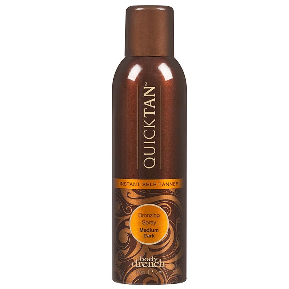 Body Drench QuickTan Instant Self Tanner Bronzing Spray, Salon-Quality Medium/Dark Tan, Streak-Free, Tinted Formula, 6 oz, 1-pack