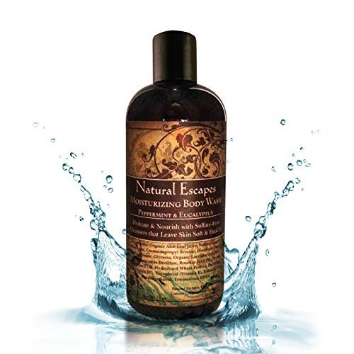 Peppermint, Tea Tree & Eucalyptus Body Wash Sulfate-Free Natural Shower Gel for Oily or Sensitive Skin, Post Workout & Daily Refresh Vegan Cleanser for Men & Women, 16oz
