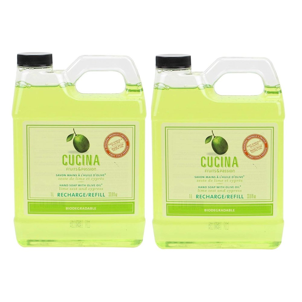 Cucina Purifying Hand Wash Refill, 33.8 Oz Plastic Jug (2, Lime Zest)