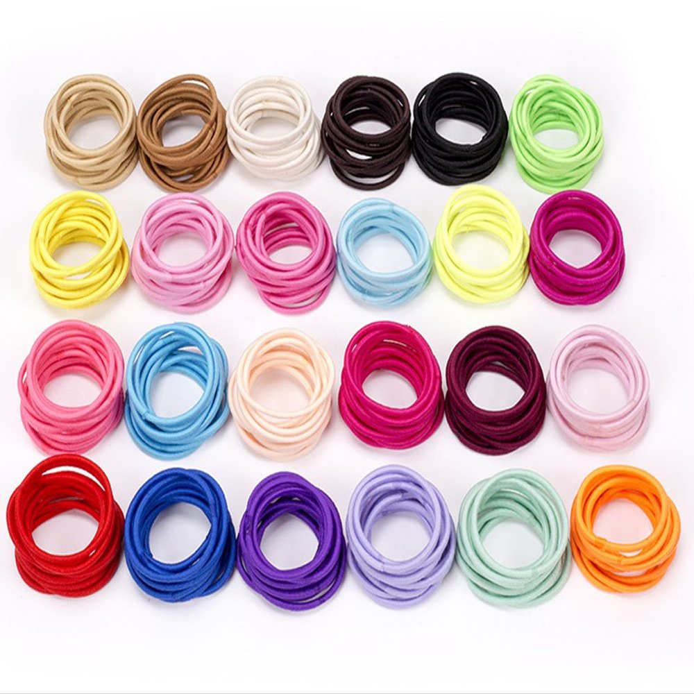 100 Pcs Hair Bands Elastic HairBand Rope Tiny Ponytail Holder Mixed Colors Headband Hair Ropes Hair Accessories