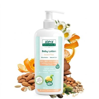 Aleva Naturals Daily Soothing Moisturizer | For Sensitive Dry Skin | Face and Body Lotion | Made with Natural and Organic Ingredients | for Babies and Toddlers - 8 fl. oz / 240ml