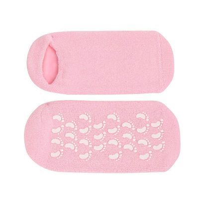 2 Pairs Women Men Moisturizing Gel Socks for Soften Cracked Skin Non-Skid Soft Cotton Gripper Socks Spa Moisturizing Socks Feet Care Treatment (Pink)