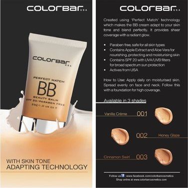 Colorbar Perfect Match Bb Cream - Honey Glaze(29 G)