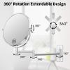 LANSI Wall Mounted Makeup Mirror, 10x/1x Double-Sided Magnifying Mirror, 360 Extendable Arm Bathroom Mirror, 8 inch Vanity Mirror for Makeup or Shaving Chrome Finish view 3