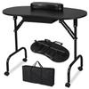 Yaheetech 37-inch Portable & Foldable Manicure Table Nail Desk Workstation with Large Drawer/Client Wrist Pad/Controllable Wheels/Carrying Case for Spa Beauty Salon Black view 1